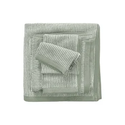 Marc O'Polo Håndklæder-Timeless Tone Stripe håndklæde, green/off-white