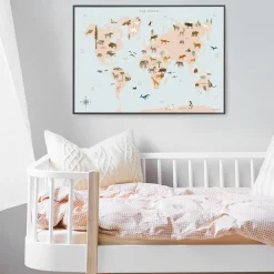 ViSSEVASSE Plakater & Rammer * Verdenskort med dyr plakat