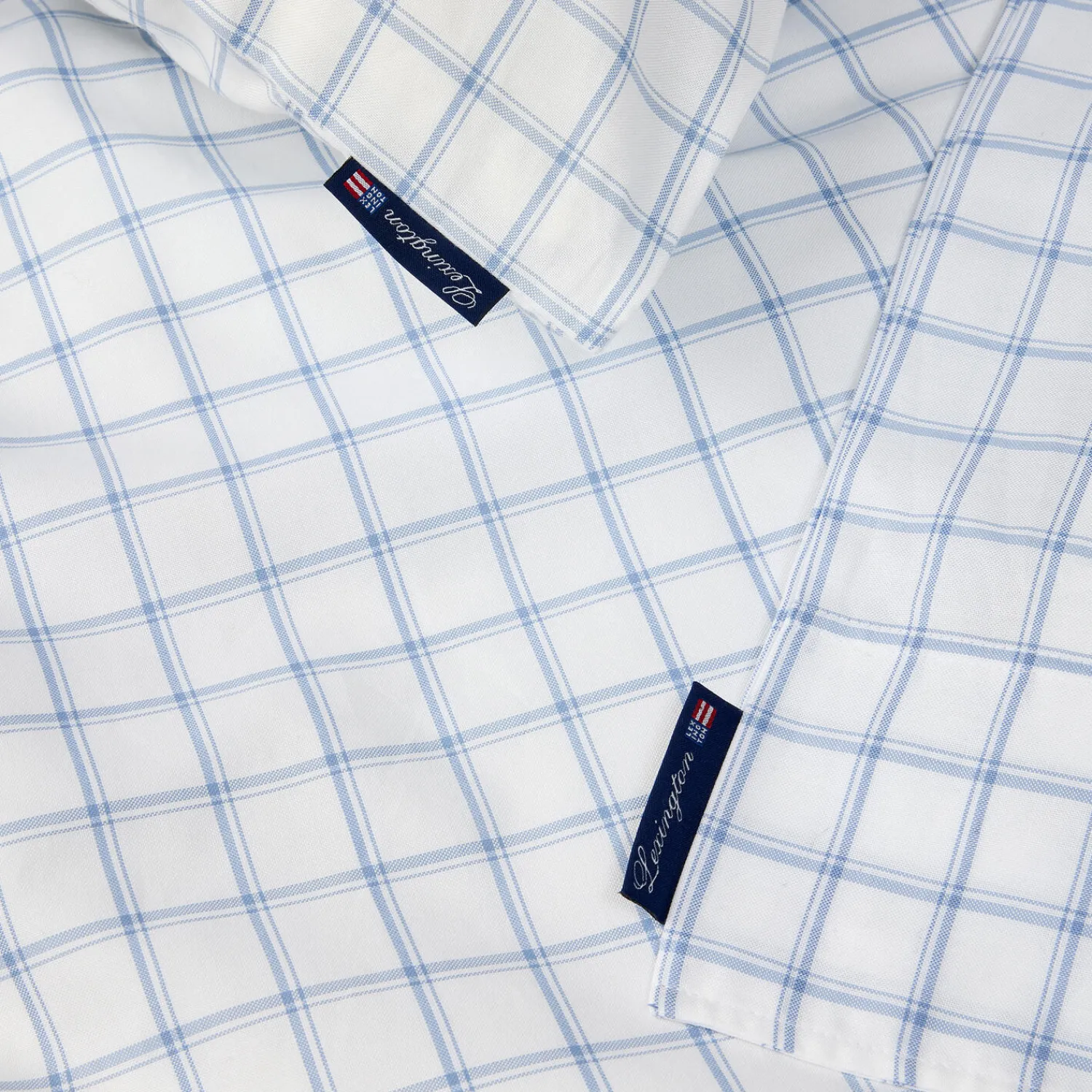 Lexington Sengetøj * White/Blue Check Lyocell/Cotton Oxford Bed Set, white/blue