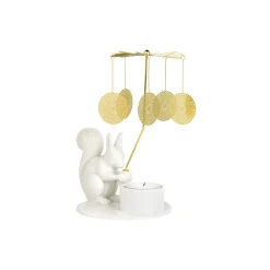 Dottir Nordic Design Lysestager-Winter Stories Squirell With Angel Chime fyrfadsstage
