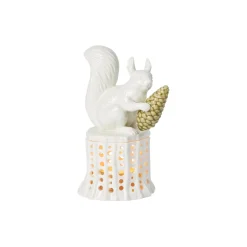 Dottir Nordic Design Lysestager-Winter Stories Squirrel on Tree Stumb fyrfadsstage